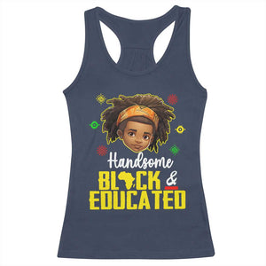 Black Pride Racerback Tank Top I Am The Strong African King Boy Handsome Black And Educated TS09 Navy Print Your Wear