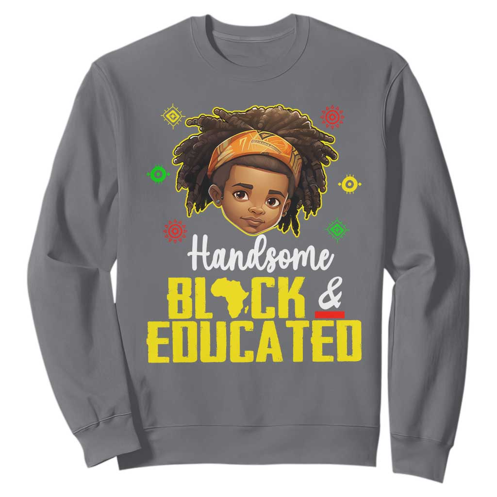Handsome Black And Educated I Am The Strong African King Boy Sweatshirt TS09 Charcoal Printyourwear
