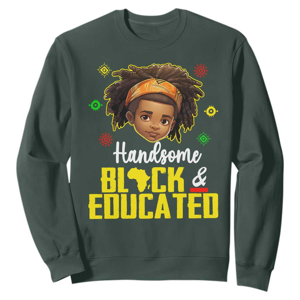 Handsome Black And Educated I Am The Strong African King Boy Sweatshirt TS09 Dark Forest Green Printyourwear