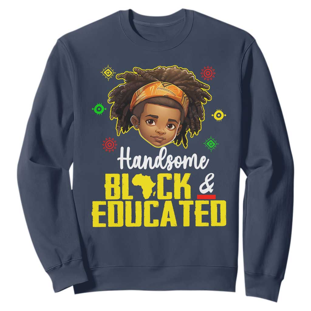 Handsome Black And Educated I Am The Strong African King Boy Sweatshirt TS09 Navy Printyourwear