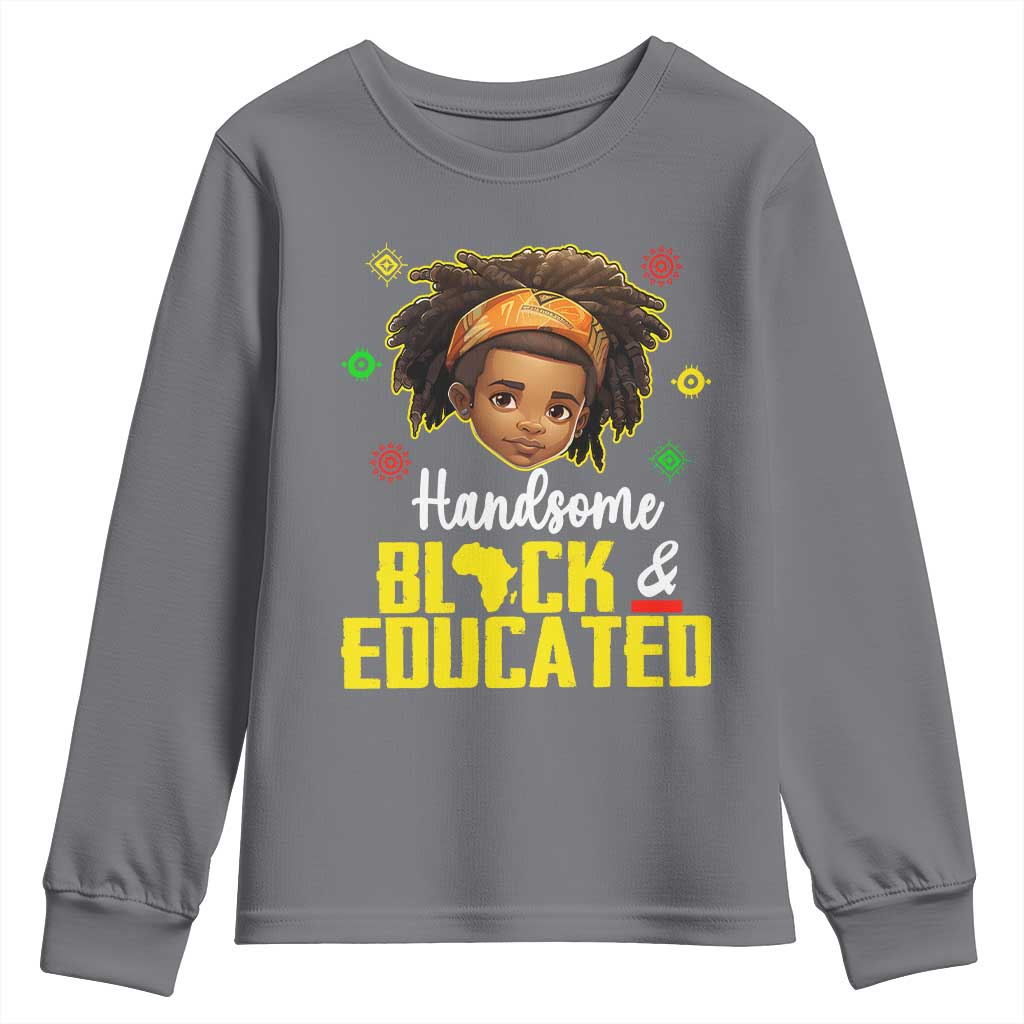 Black Pride Youth Sweatshirt I Am The Strong African King Boy Handsome Black And Educated TS09 Charcoal Print Your Wear