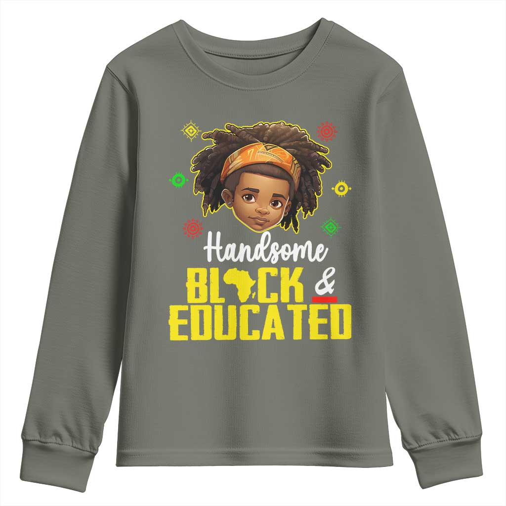 Black Pride Youth Sweatshirt I Am The Strong African King Boy Handsome Black And Educated TS09 Military Green Print Your Wear
