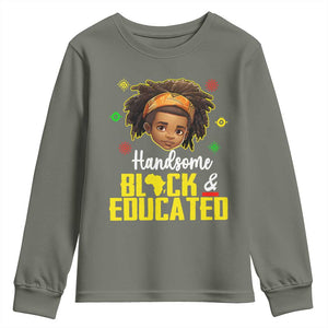 Black Pride Youth Sweatshirt I Am The Strong African King Boy Handsome Black And Educated TS09 Military Green Print Your Wear