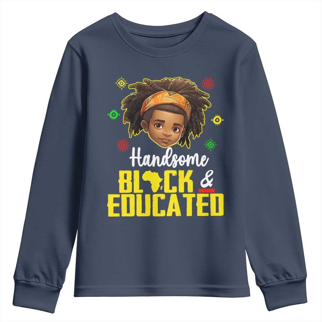 Black Pride Youth Sweatshirt I Am The Strong African King Boy Handsome Black And Educated TS09 Navy Print Your Wear