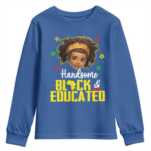 Black Pride Youth Sweatshirt I Am The Strong African King Boy Handsome Black And Educated TS09 Royal Blue Print Your Wear