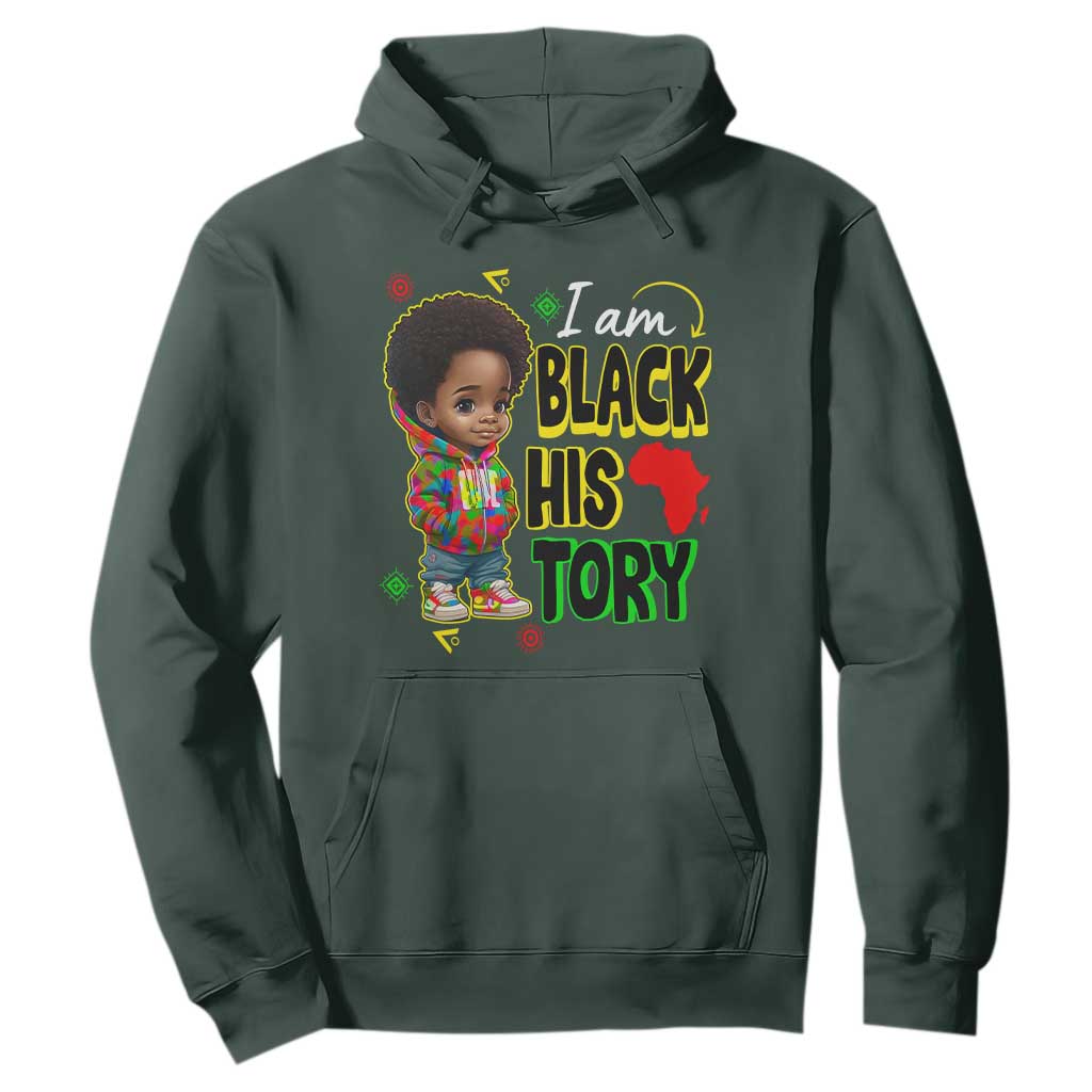 Handsome Kids Boys I Am Black History Month Hoodie TS09 Dark Forest Green Printyourwear
