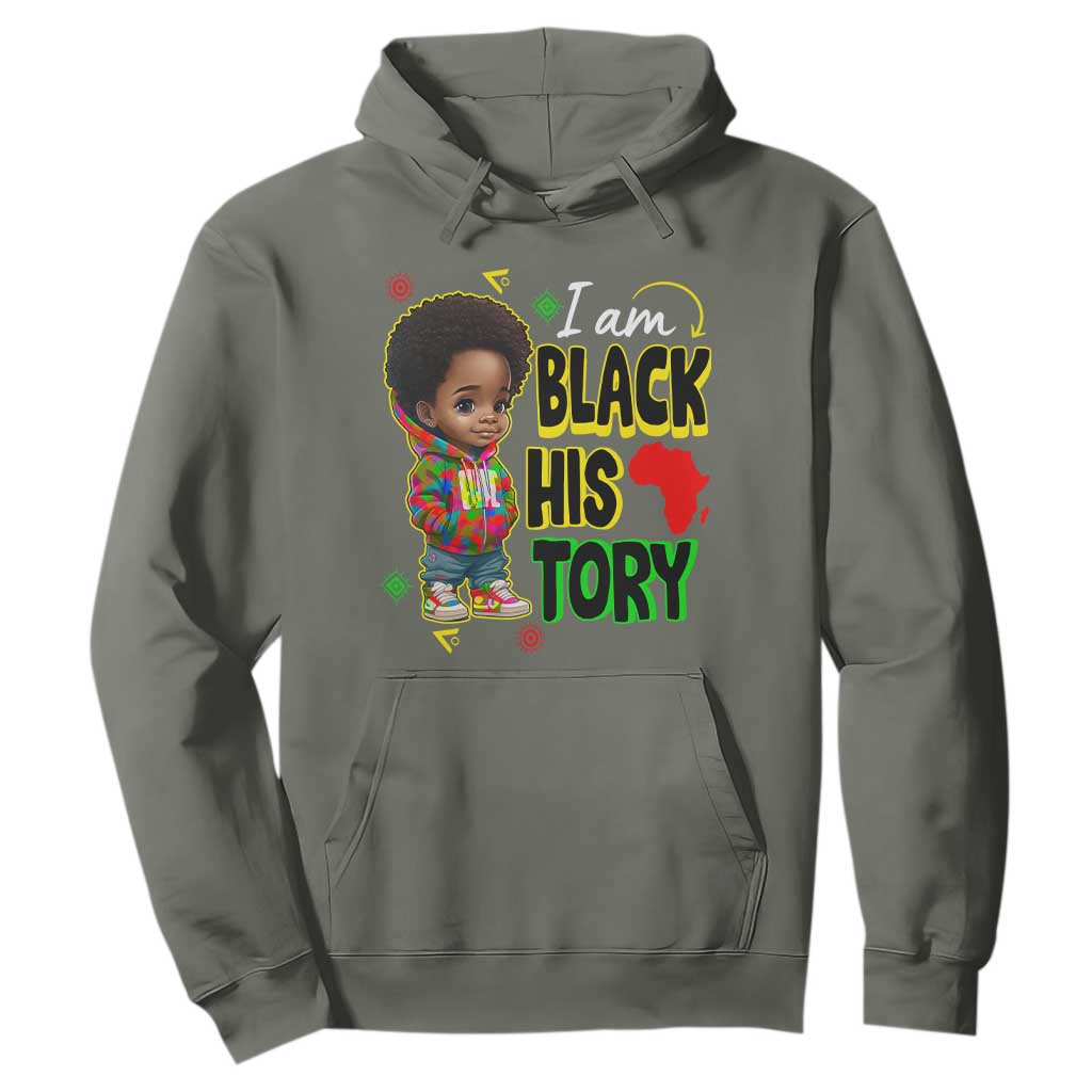 Handsome Kids Boys I Am Black History Month Hoodie TS09 Military Green Printyourwear