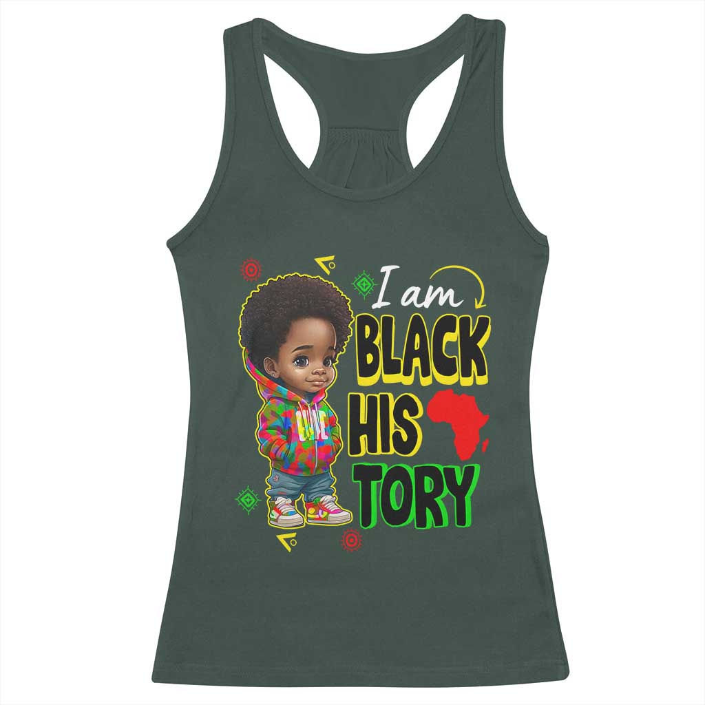 Handsome Kids Boys I Am Black History Month Racerback Tank Top TS09 Dark Forest Green Print Your Wear