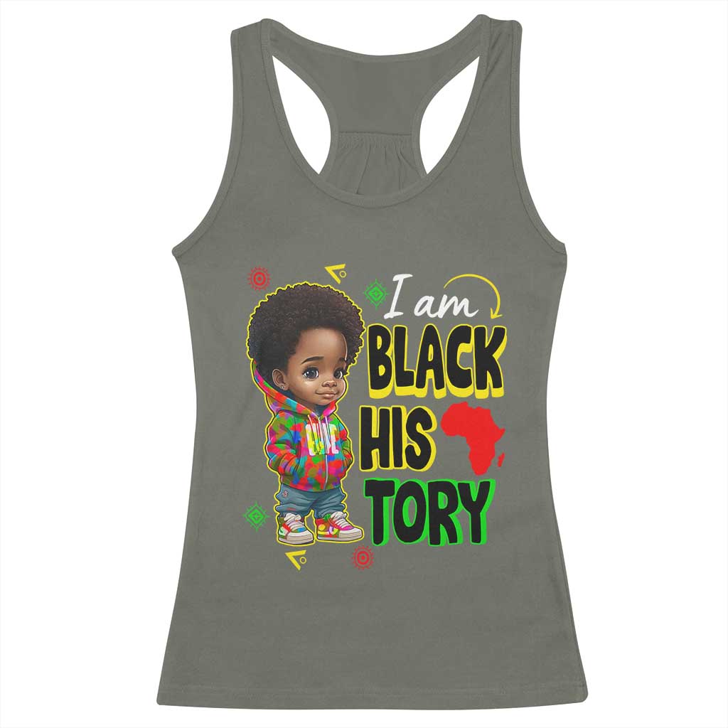 Handsome Kids Boys I Am Black History Month Racerback Tank Top TS09 Military Green Print Your Wear