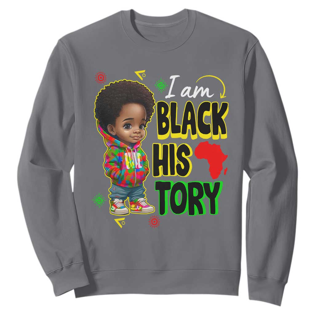 Handsome Kids Boys I Am Black History Month Sweatshirt TS09 Charcoal Printyourwear