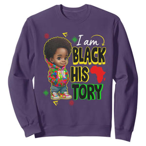 Handsome Kids Boys I Am Black History Month Sweatshirt TS09 Purple Printyourwear