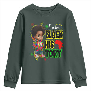Handsome Kids Boys I Am Black History Month Youth Sweatshirt TS09 Dark Forest Green Print Your Wear
