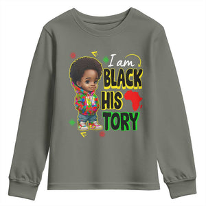 Handsome Kids Boys I Am Black History Month Youth Sweatshirt TS09 Military Green Print Your Wear