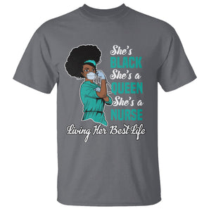 She's Black She's A Queen She's A Nurse Living Her Best Life T Shirt TS09 Charcoal Printyourwear