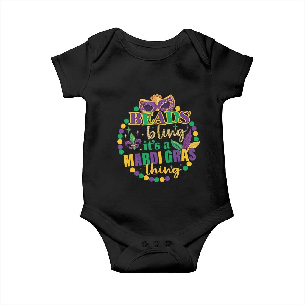 Beads And Bling It's A Mardi Gras Thing Baby Onesie TS09 Black Print Your Wear