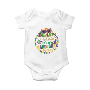 Beads And Bling It's A Mardi Gras Thing Baby Onesie TS09 White Print Your Wear