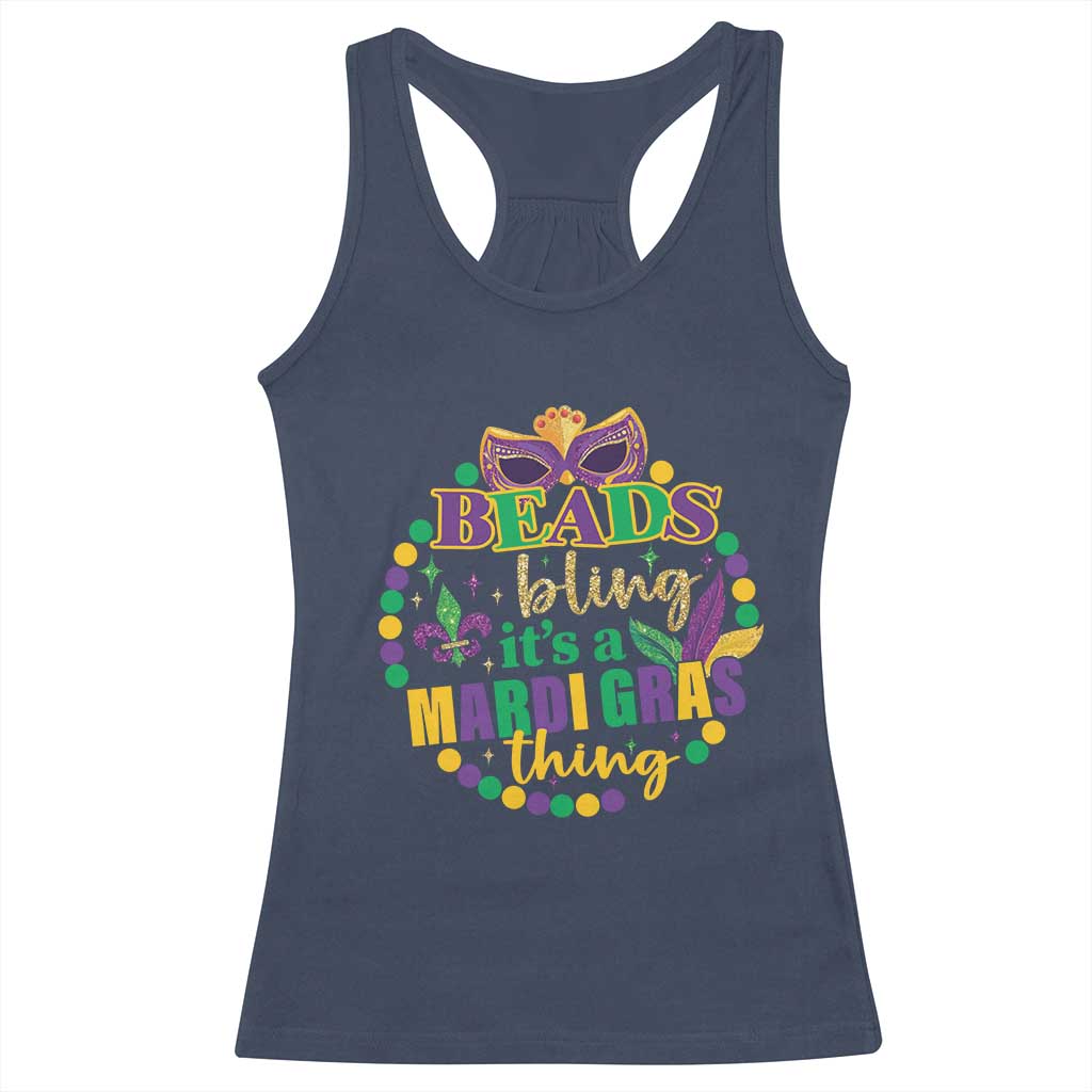 Beads And Bling It's A Mardi Gras Thing Racerback Tank Top TS09 Navy Print Your Wear