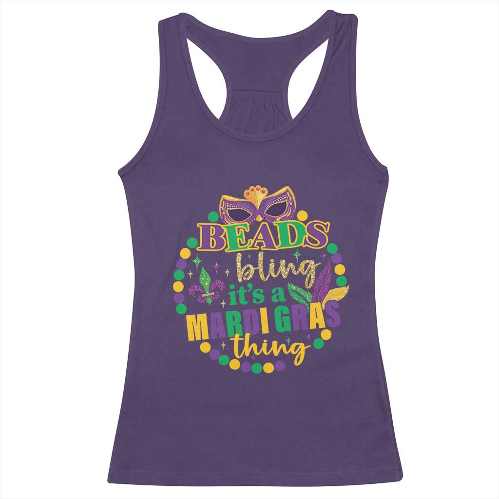 Beads And Bling It's A Mardi Gras Thing Racerback Tank Top TS09 Purple Print Your Wear