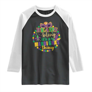 Beads And Bling It's A Mardi Gras Thing Raglan Shirt TS09 Black White Print Your Wear