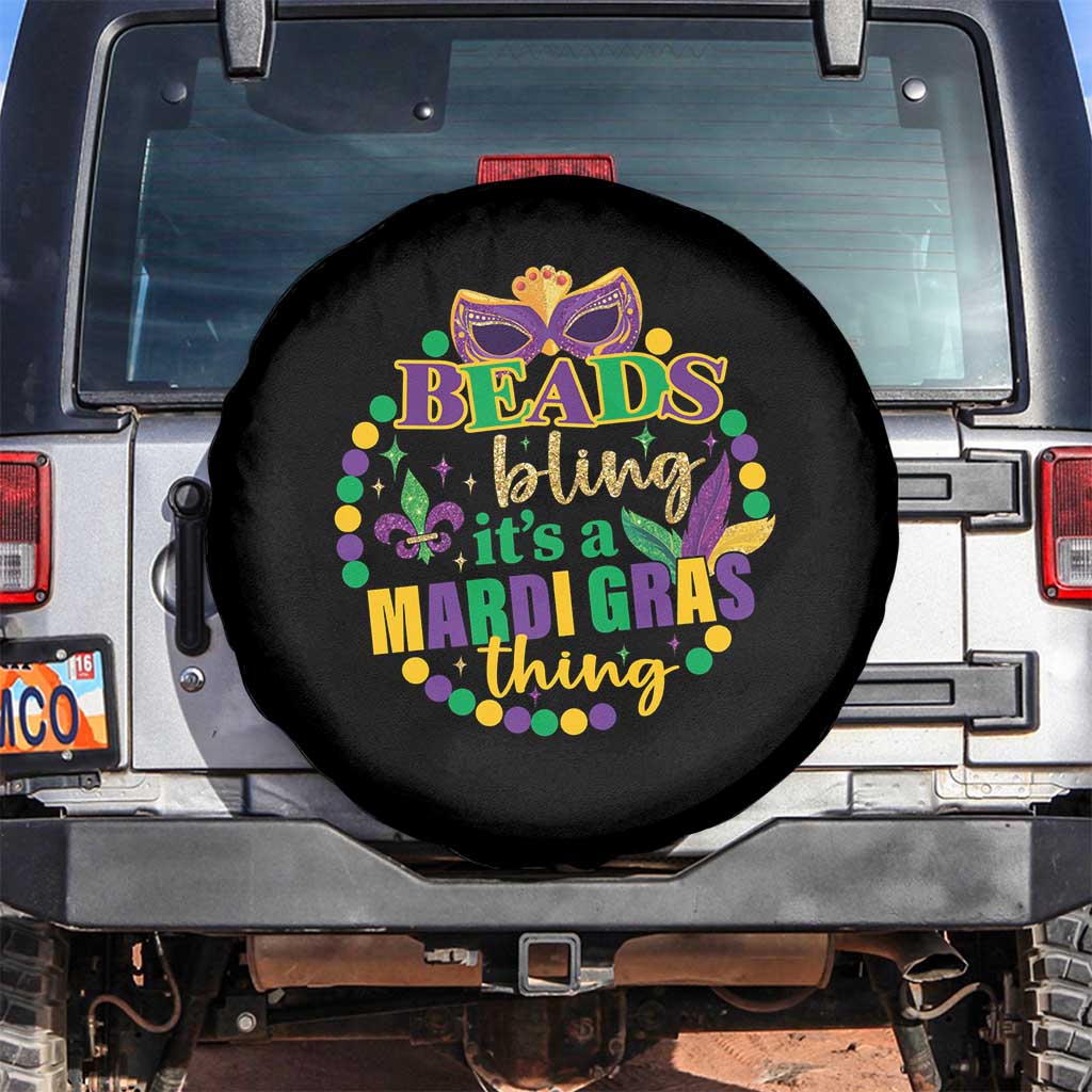 Beads And Bling It's A Mardi Gras Thing Spare Tire Cover TS09 No hole Black Print Your Wear
