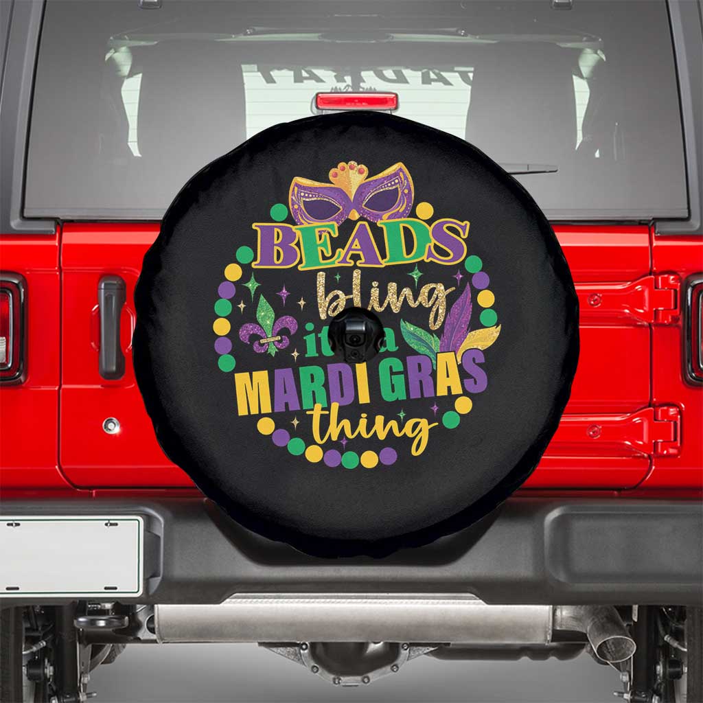 Beads And Bling It's A Mardi Gras Thing Spare Tire Cover TS09 Black Print Your Wear