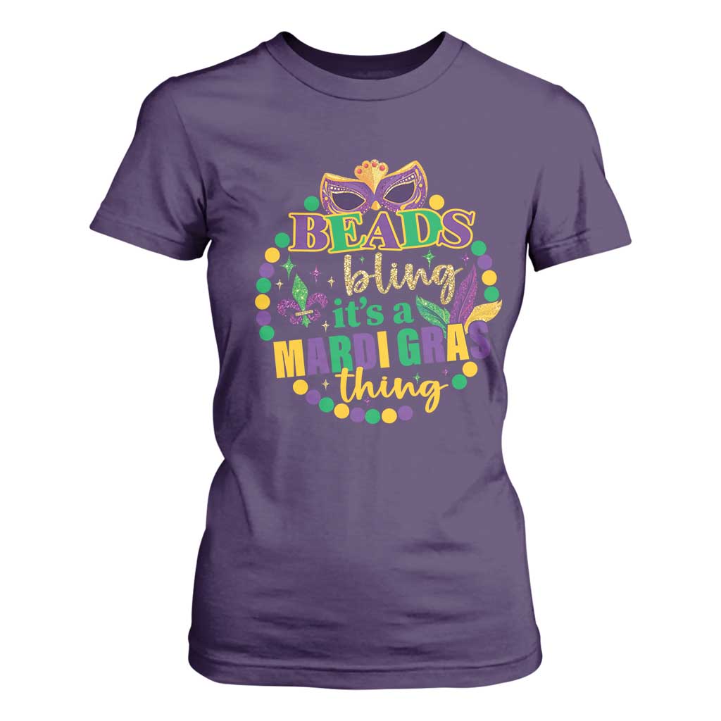 Beads And Bling It's A Mardi Gras Thing T Shirt For Women TS09 Purple Print Your Wear