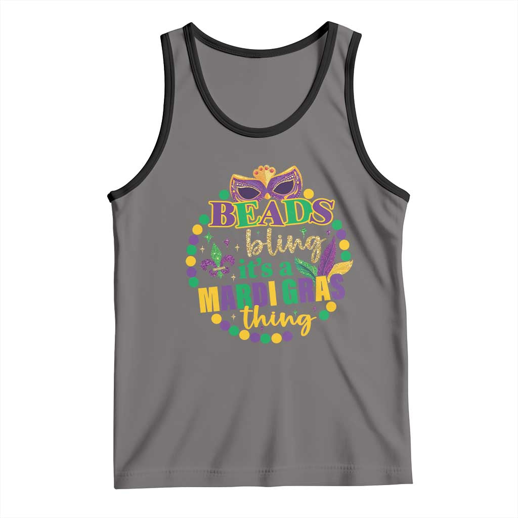 Beads And Bling It's A Mardi Gras Thing Tank Top TS09 Deep Heather Black Print Your Wear