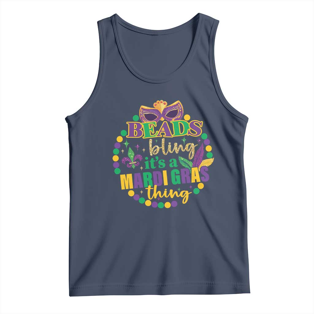 Beads And Bling It's A Mardi Gras Thing Tank Top TS09 Navy Print Your Wear