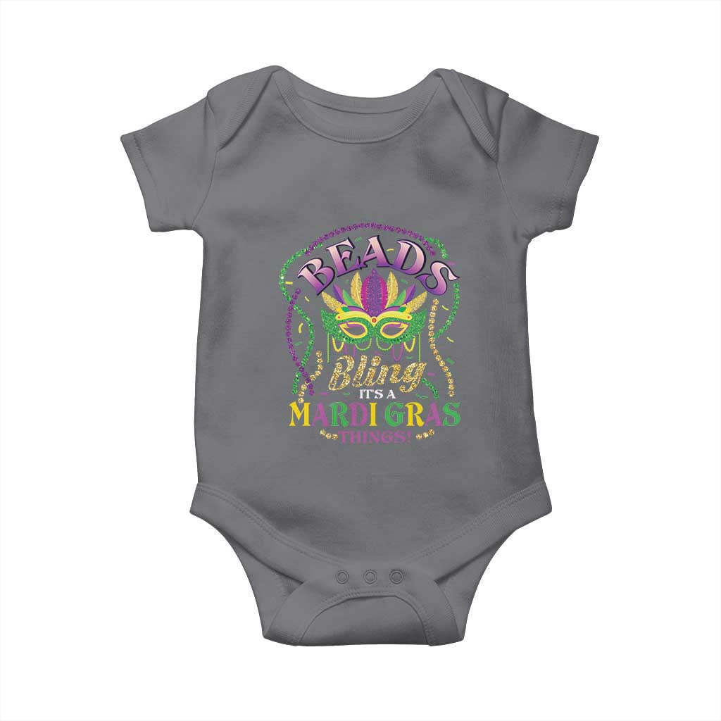 Beads And Bling It's A Mardi Gras Thing New Orleans Baby Onesie TS09 Charcoal Print Your Wear