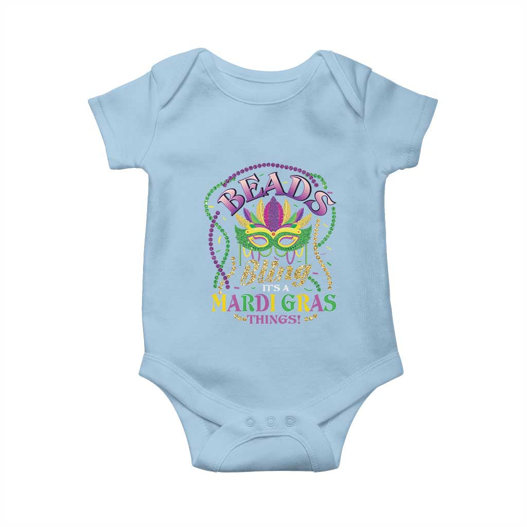 Beads And Bling It's A Mardi Gras Thing New Orleans Baby Onesie TS09 Light Blue Print Your Wear
