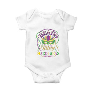 Beads And Bling It's A Mardi Gras Thing New Orleans Baby Onesie TS09 White Print Your Wear