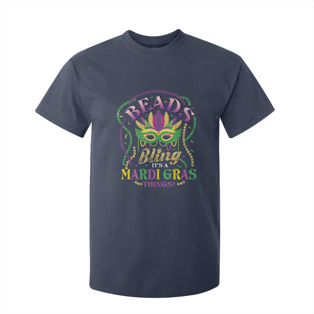 Beads And Bling It's A Mardi Gras Thing New Orleans T Shirt For Kid TS09 Navy Print Your Wear