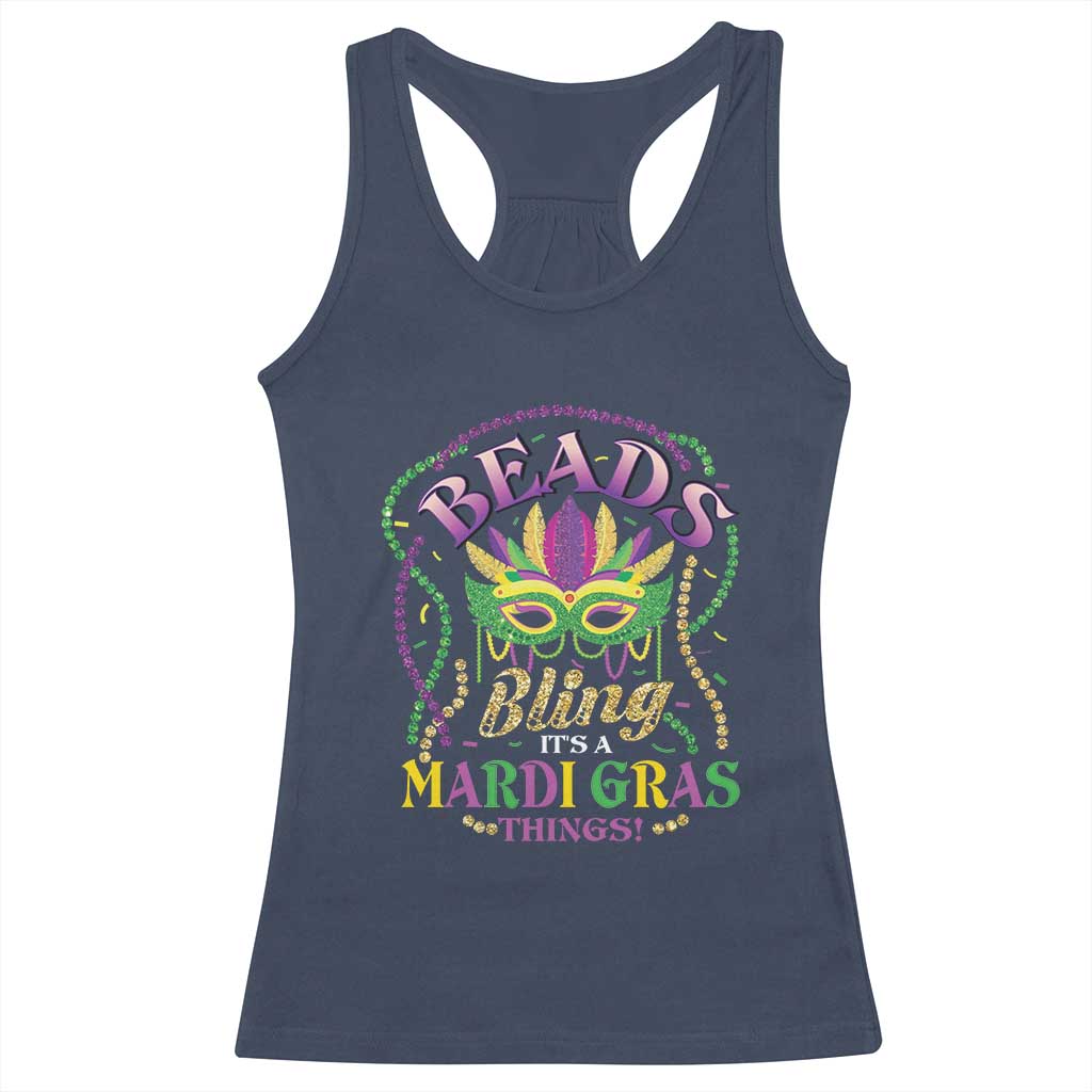Beads And Bling It's A Mardi Gras Thing New Orleans Racerback Tank Top TS09 Navy Print Your Wear