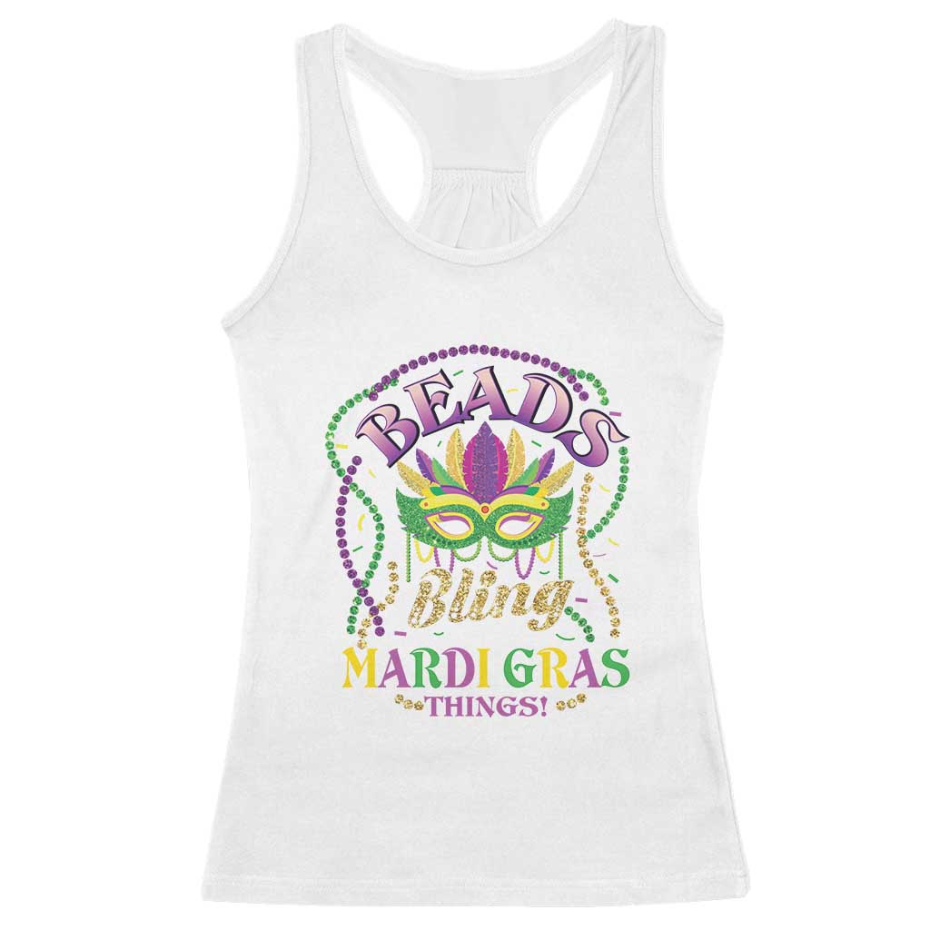 Beads And Bling It's A Mardi Gras Thing New Orleans Racerback Tank Top TS09 White Print Your Wear