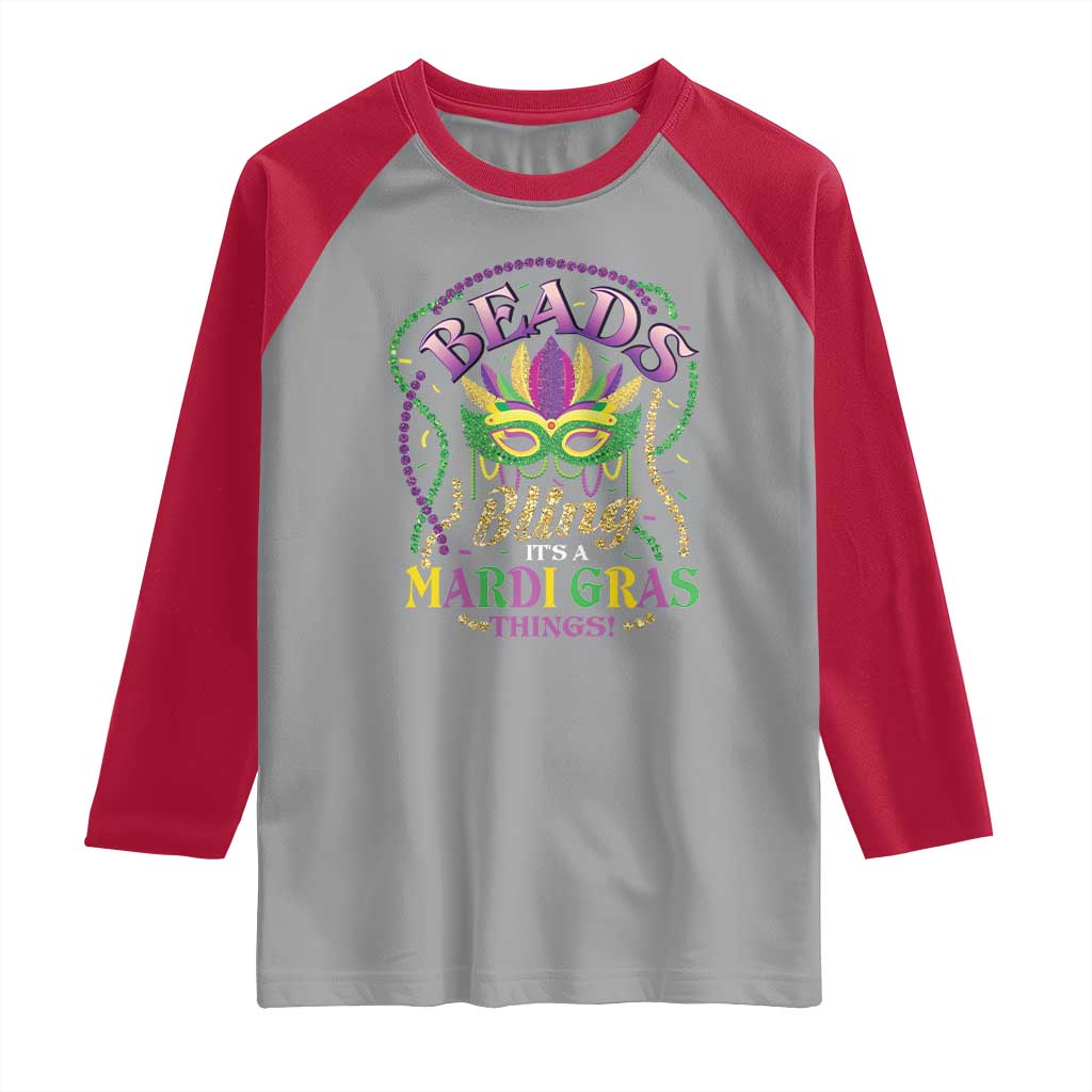 Beads And Bling It's A Mardi Gras Thing New Orleans Raglan Shirt TS09 Sport Gray Red Print Your Wear