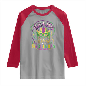 Beads And Bling It's A Mardi Gras Thing New Orleans Raglan Shirt TS09 Sport Gray Red Print Your Wear