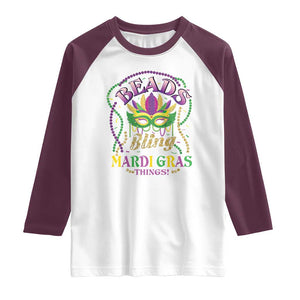Beads And Bling It's A Mardi Gras Thing New Orleans Raglan Shirt TS09 White Maroon Print Your Wear