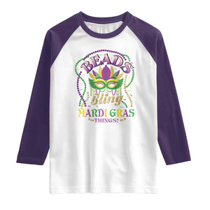 Beads And Bling It's A Mardi Gras Thing New Orleans Raglan Shirt TS09 White Purple Print Your Wear
