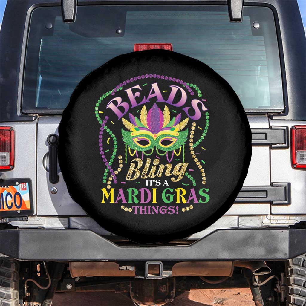 Beads And Bling It's A Mardi Gras Thing New Orleans Spare Tire Cover TS09 No hole Black Print Your Wear