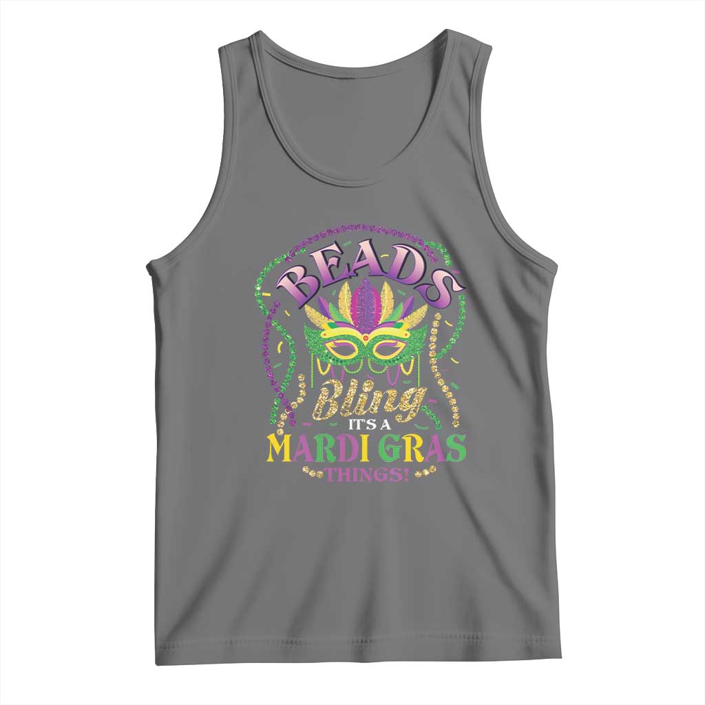Beads And Bling It's A Mardi Gras Thing New Orleans Tank Top TS09 Black Heather Print Your Wear