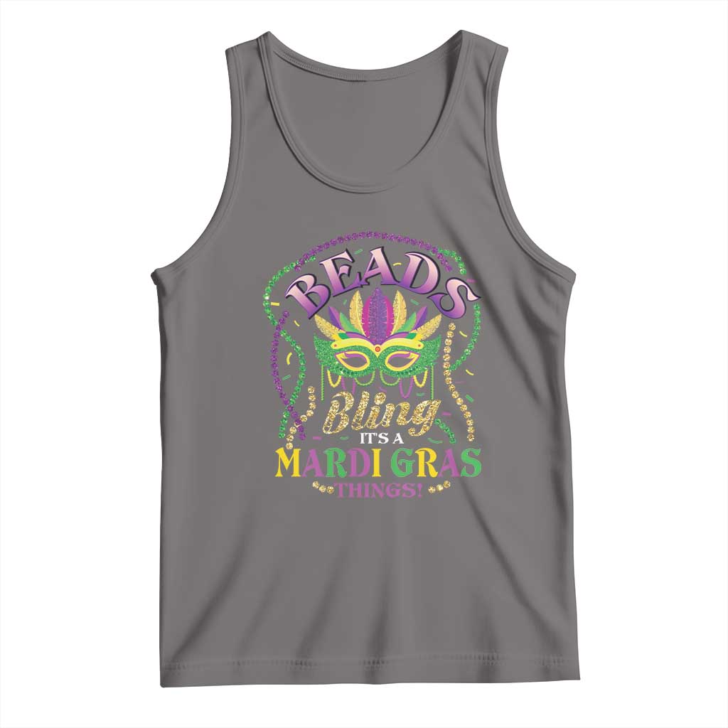 Beads And Bling It's A Mardi Gras Thing New Orleans Tank Top TS09 Deep Heather Print Your Wear