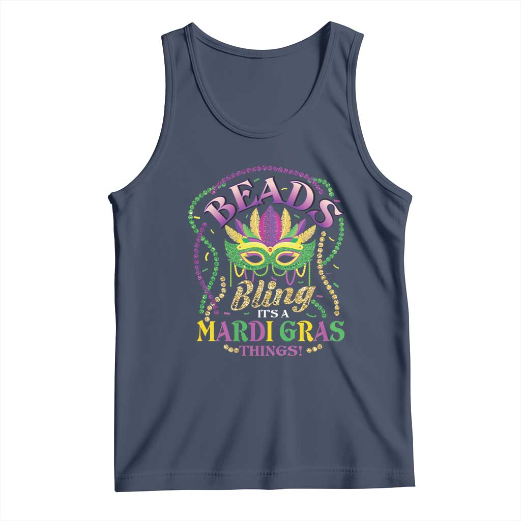 Beads And Bling It's A Mardi Gras Thing New Orleans Tank Top TS09 Navy Print Your Wear