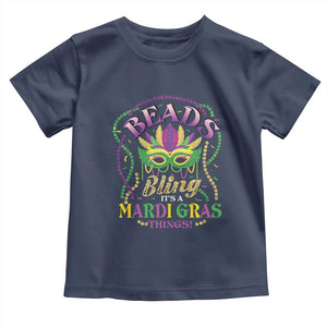 Beads And Bling It's A Mardi Gras Thing New Orleans Toddler T Shirt TS09 Navy Print Your Wear