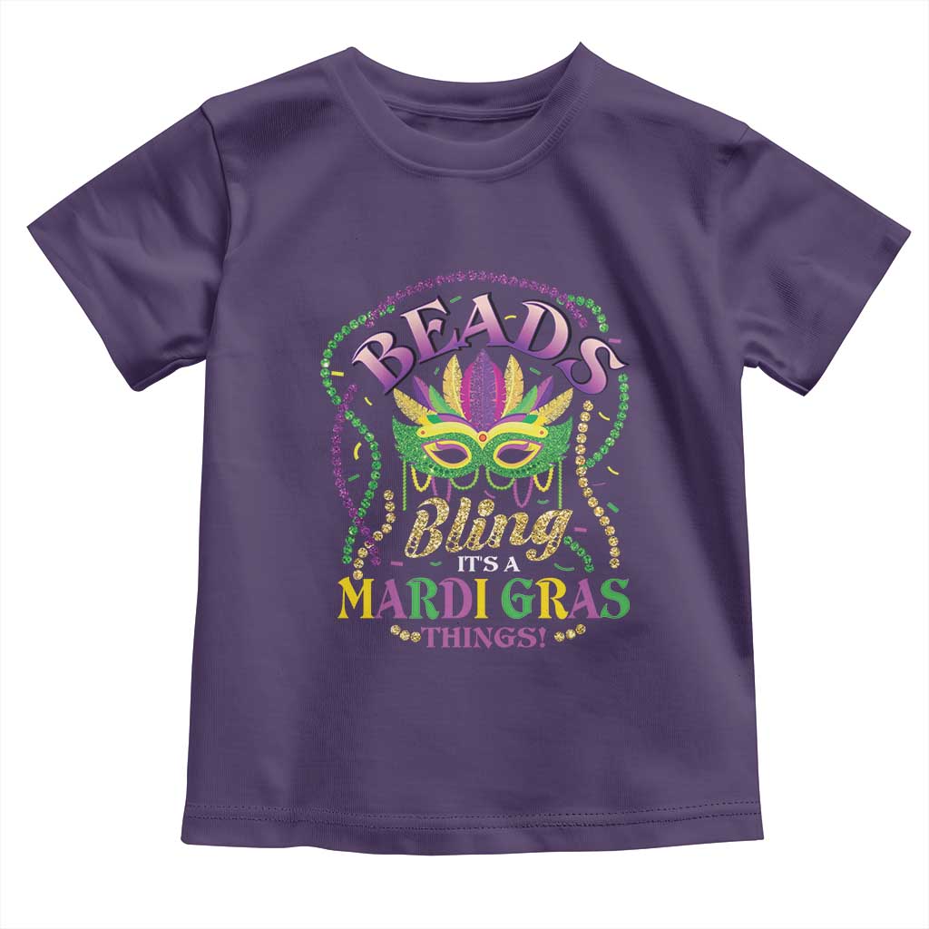 Beads And Bling It's A Mardi Gras Thing New Orleans Toddler T Shirt TS09 Purple Print Your Wear