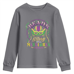 Beads And Bling It's A Mardi Gras Thing New Orleans Youth Sweatshirt TS09 Charcoal Print Your Wear