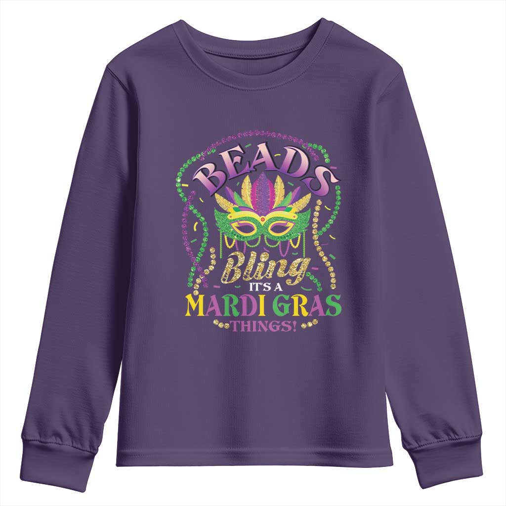 Beads And Bling It's A Mardi Gras Thing New Orleans Youth Sweatshirt TS09 Purple Print Your Wear