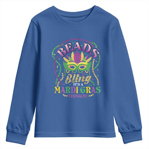 Beads And Bling It's A Mardi Gras Thing New Orleans Youth Sweatshirt TS09 Royal Blue Print Your Wear