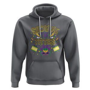 Mardi Gras Hoodie Show Me The Titties Funny Party TS09 Charcoal Printyourwear