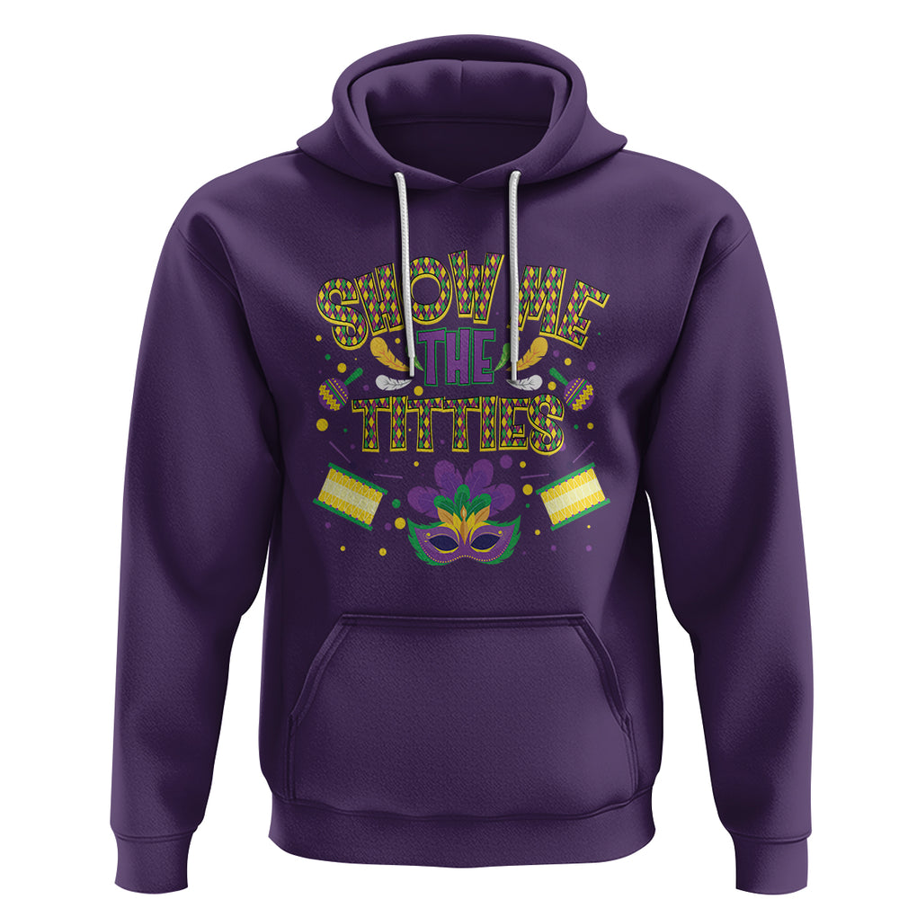 Mardi Gras Hoodie Show Me The Titties Funny Party TS09 Purple Printyourwear