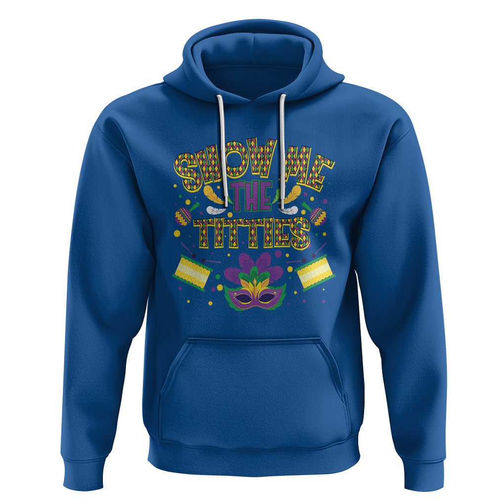 Mardi Gras Hoodie Show Me The Titties Funny Party TS09 Royal Blue Printyourwear